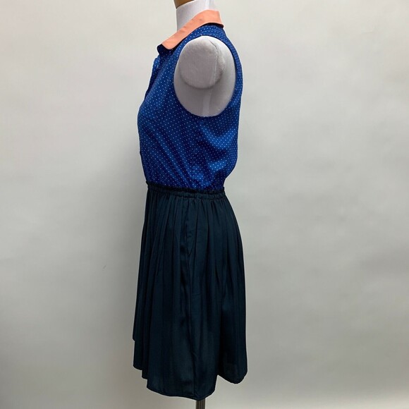 Maison Jules Women's Dress Medium Blue Multicolor Polka Dots Sleeveless - Picture 3 of 7